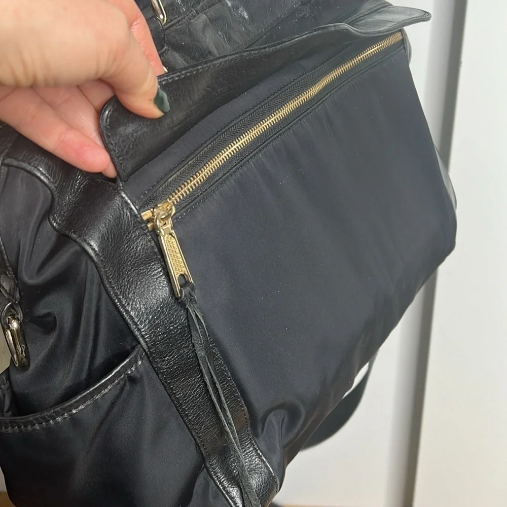 Rebecca Minkoff Knocked Up Diaper Bag Black Nylon & Leather